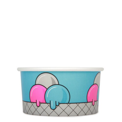 12oz Ice Cream Cup -Blue Bubble- x 50 Pack_0